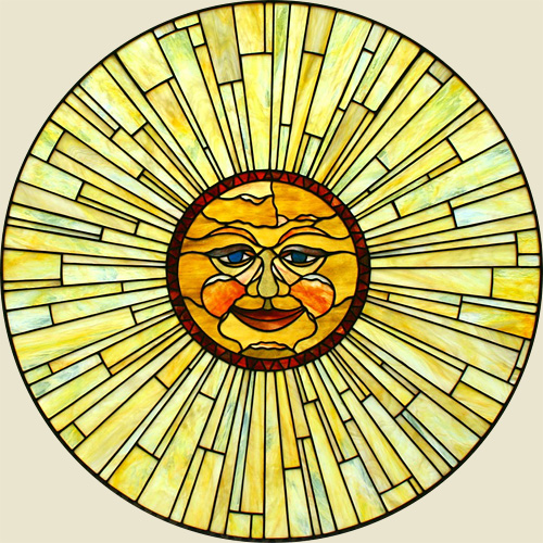Aztec Sun in Stained Glass by Chippaway Art Glass