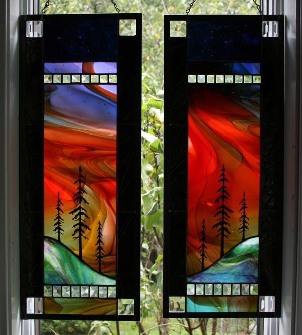 Northern Lights in Stained Glass by Chippaway Art Glass