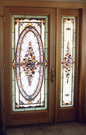 Seashell and Dragon Fly Door in by Chippaway Art Glass