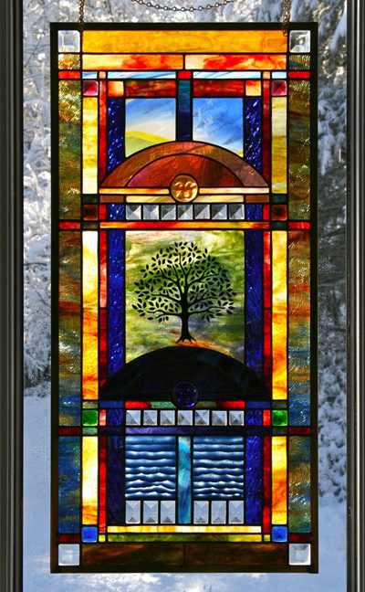 The Sky, Earth, and Waters - Day and Night in Stained Glass by Chippaway Art Glass