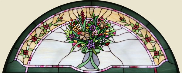 Transom Colorful Bouquet in stained glass by Chippaway Art Glass