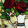 Vase of Red Roses in Stained Glass